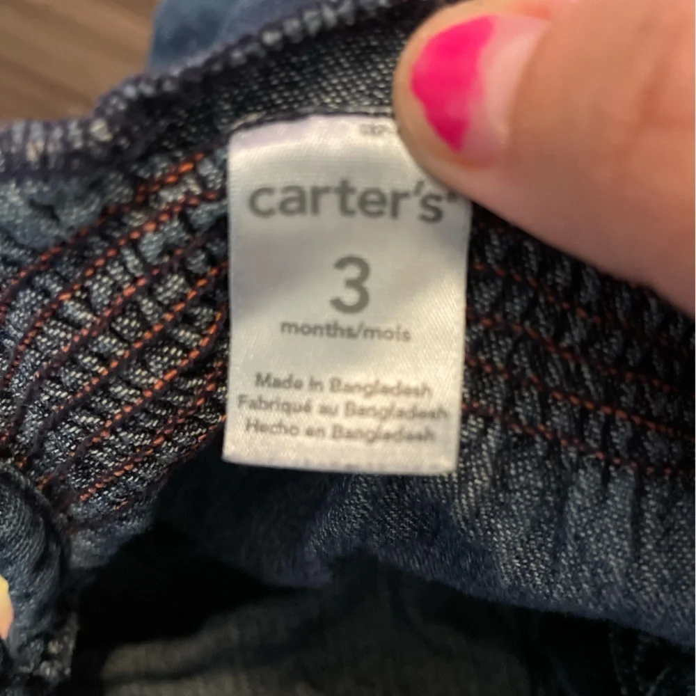 Carters Denim Baby girl  Romper with Orange Accents size 3 months